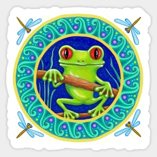 Little Green Tree Frog Mandala Sticker